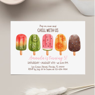 Summer Ice Cream Verjaardag Invite Popsicle Invite Kaart