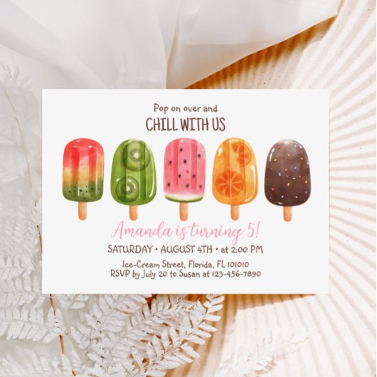 Summer Ice Cream Verjaardag Invite Popsicle Invite Kaart
