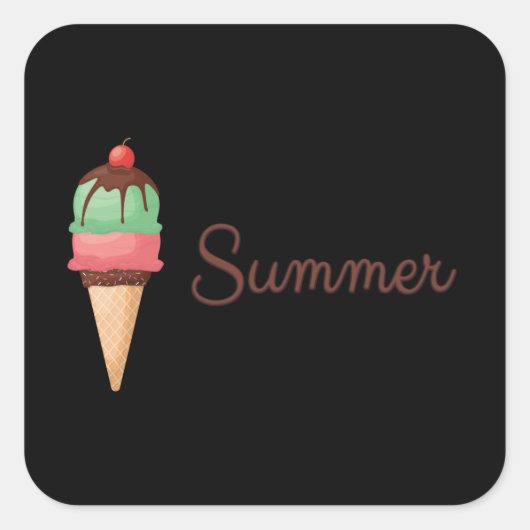 Summer Ice Cream Vierkante Sticker (Voorkant)