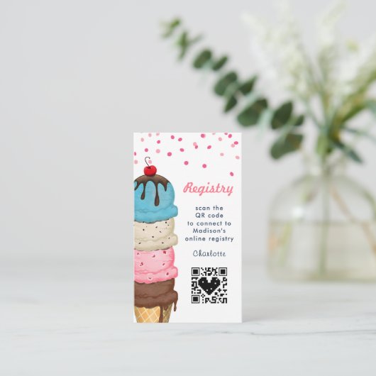 Summer Ice Cream Vrijgezellenfeest QR Code Registr Informatiekaartje (Staand voorkant)