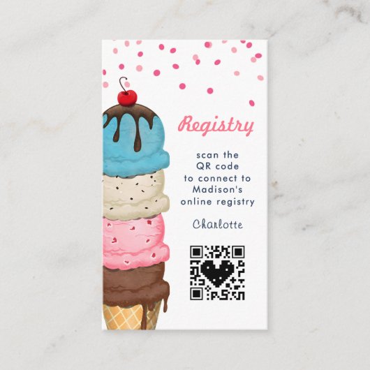 Summer Ice Cream Vrijgezellenfeest QR Code Registr Informatiekaartje (Voorkant)