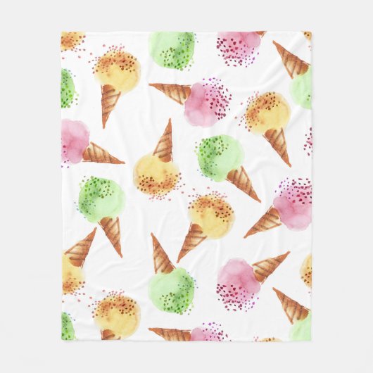 Summer Ice Cream Waterverf. Fleece Deken (Voorkant)