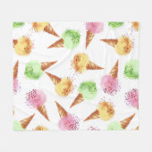 Summer Ice Cream Waterverf. Fleece Deken (Voorkant (Horizontaal))