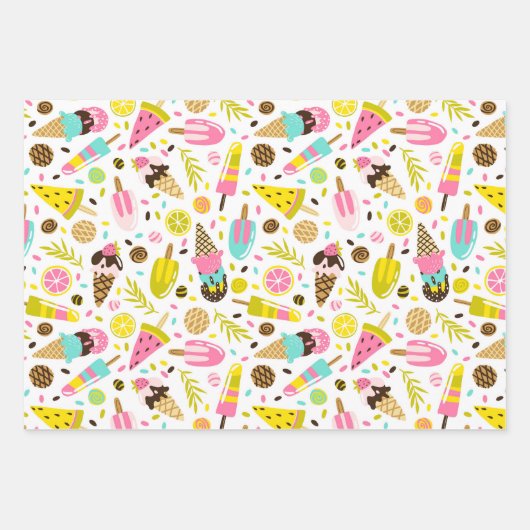 Summer Ice Cream Wrapping Paper Set of 3 (Voorkant 2)