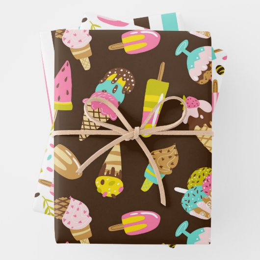 Summer Ice Cream Wrapping Paper Set of 3 (In situ)