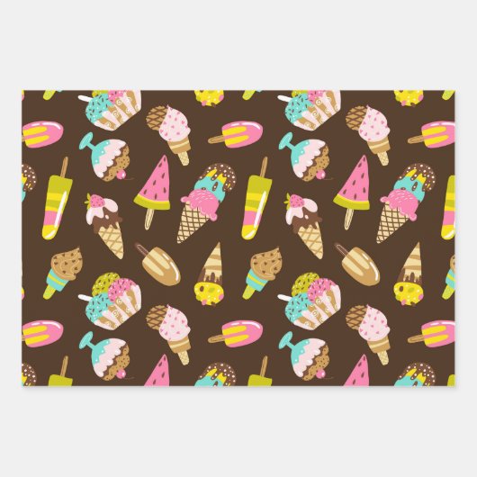 Summer Ice Cream Wrapping Paper Set of 3 (Voorkant)