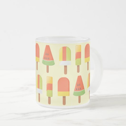 Summer Ice Lollies Pattern Matglas Koffiemok (Voorkant rechts)