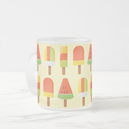 Summer Ice Lollies Pattern Matglas Koffiemok (Voorkant links)