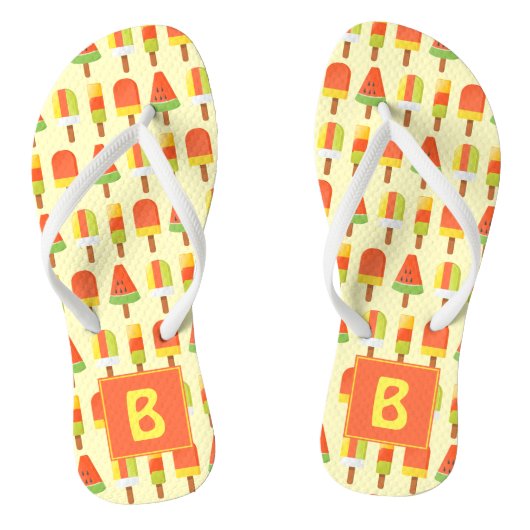 Summer Ice Lollies Pattern Monogram Teenslippers (Voetbed)