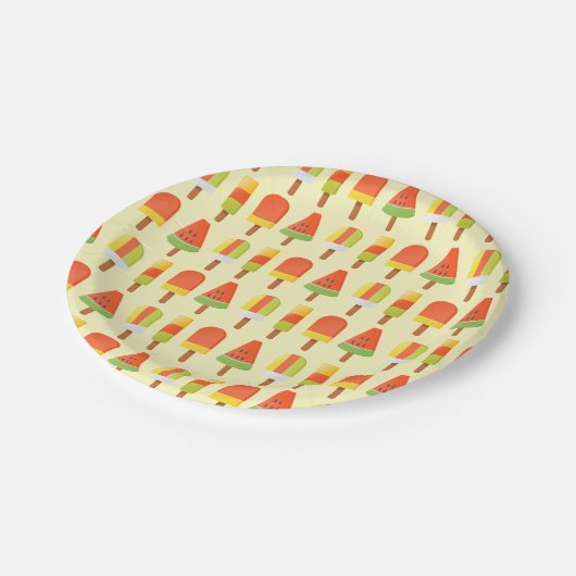 Summer Ice Lollies Popsicles Patroon Papieren Bordje (Gekanteld)