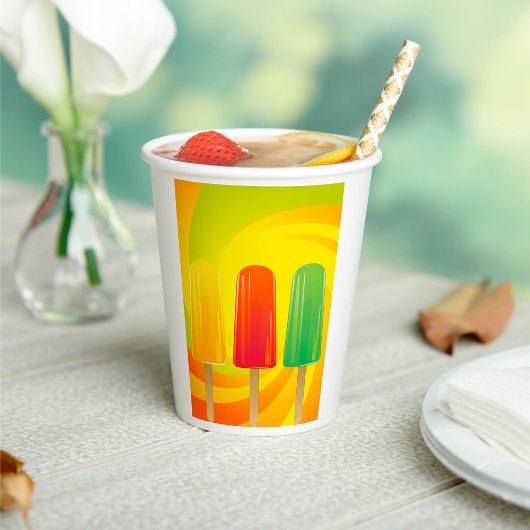 Summer Ice Pops Trio Bright Popsicles Papieren Bekers