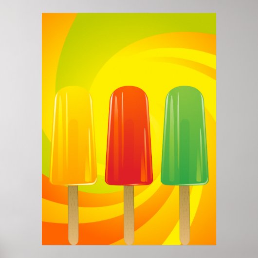 Summer Ice Pops Trio Bright Popsicles Poster (Voorkant)