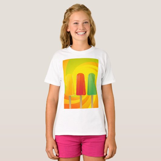 Summer Ice Pops Trio Bright Popsicles T-shirt (Voorkant volledig)