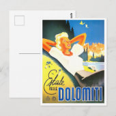 Summer in Dolomites Italy vintage travelage Briefkaart (Voorkant / Achterkant)