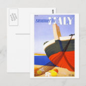 "Summer in Italy" Vintage Travel Poster Briefkaart (Voorkant / Achterkant)