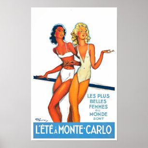 Summer in Monte Carlo Monaco France vintage-reis Poster