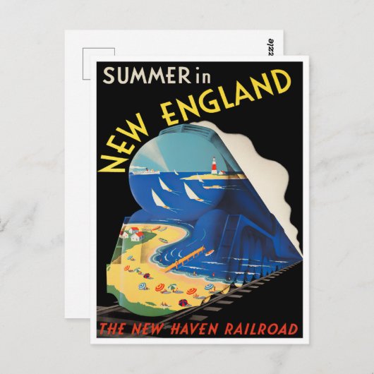Summer in New England vintage briefkaart (Voorkant / Achterkant)