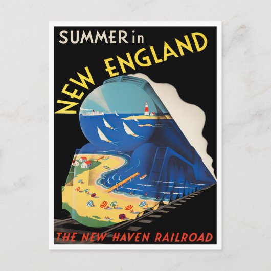 Summer in New England vintage briefkaart (Voorkant)