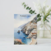 Summer in Positano Italy Watercolor Illustration Briefkaart (Staand voorkant)
