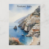 Summer in Positano Italy Watercolor Illustration Briefkaart (Voorkant)
