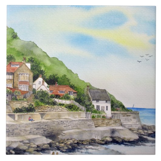 Summer in Runswick Bay England Farida Greenfield Tegeltje (Voorkant)