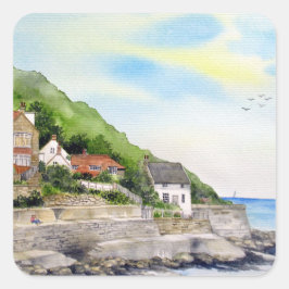 Summer in Runswick Bay England Farida Greenfield Vierkante Sticker