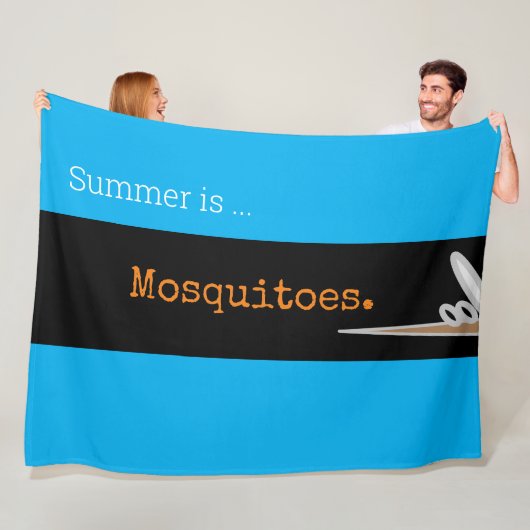 SUMMER IS MOSQUITOES Cute Drawing Azure Stripes Fleece Deken (In situ)