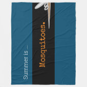 SUMMER IS MOSQUITOES Fun Drawing Teal Stripes Fleece Deken (Voorkant)