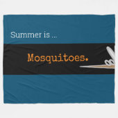 SUMMER IS MOSQUITOES Fun Drawing Teal Stripes Fleece Deken (Voorkant (Horizontaal))