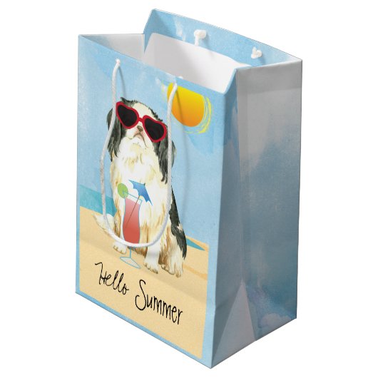 Summer Japanese Chin Medium Gift Bag Cadeauzakje (Achterkant Gekanteld)