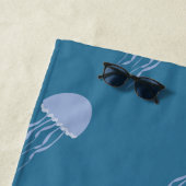 Summer Jellyfish Blue Name Beach Towel Strandlaken (In situ)