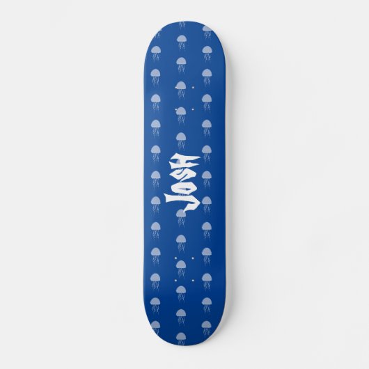 Summer Jellyfish Blue Pattern Name Skateboard (Voorkant)