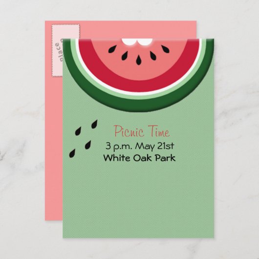 Summer Juicy Watermelon Uitnodiging Briefkaart (Voorkant / Achterkant)