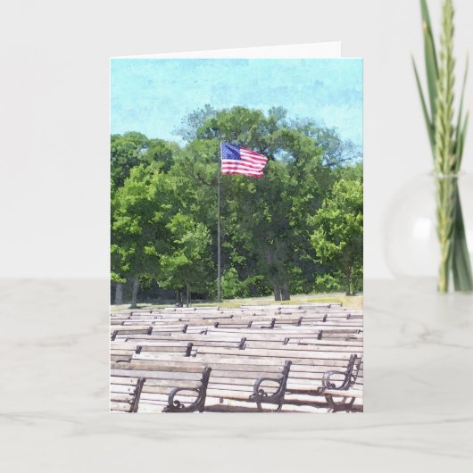 SUMMER KAART: Lake Harriet, "Benches & Flag"_ Kaar Kaart (Voorkant)