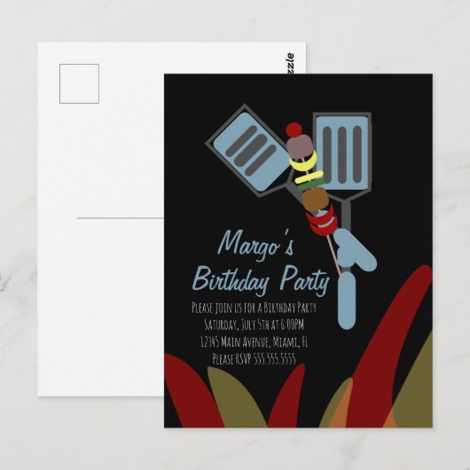 Summer Kabobs Cookout Park Birthday Paper Cu Briefkaart (Voorkant / Achterkant)