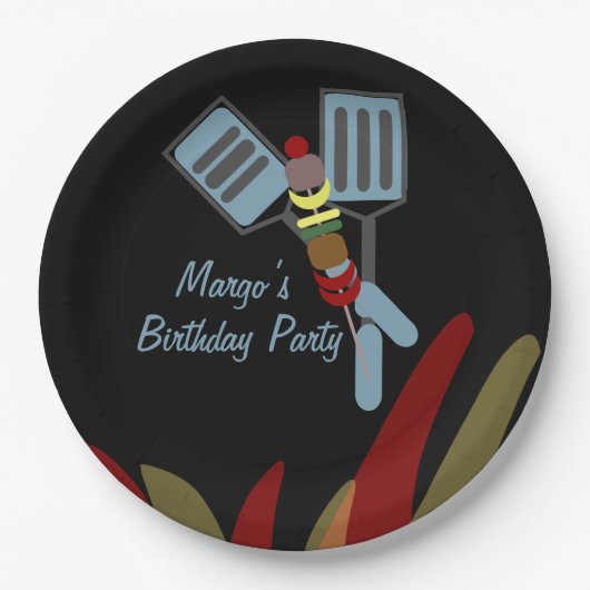 Summer Kabobs Cookout Park Birthday Papieren Bordje (Voorkant)