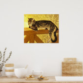 Summer - Kat op een Balustrade van Theophile Stein Poster (Keuken)