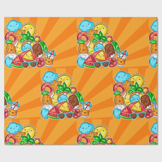 Summer Kawaii Cadeaupapier (Vlak)