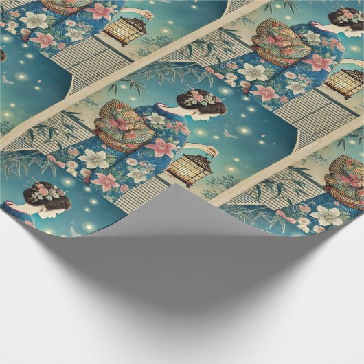 summer kimono&fireflies cadeaupapier (Hoek)