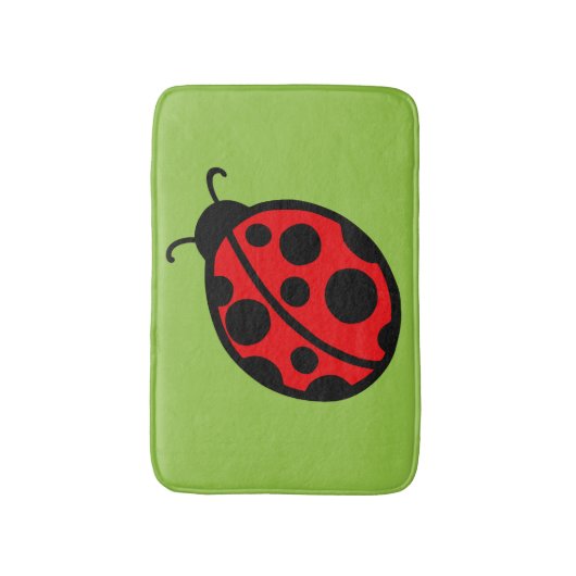 Summer Kinder Cute Red Ladybug Bathroom Bath Mat R (Voorkant Verticaal)