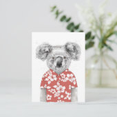 Summer koala (rood) briefkaart (Staand voorkant)