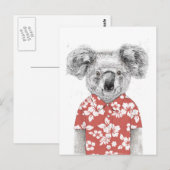 Summer koala (rood) briefkaart (Voorkant / Achterkant)