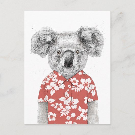 Summer koala (rood) briefkaart (Voorkant)
