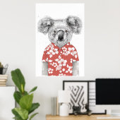 Summer koala (rood) poster (Thuiskantoor)