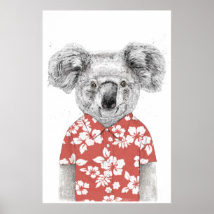 Summer koala (rood) poster