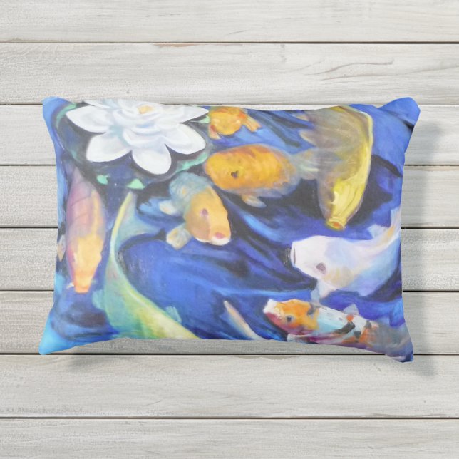 Summer Koi Accent Pillow 16 x 12 inch Buitenkussen (Achterkant)