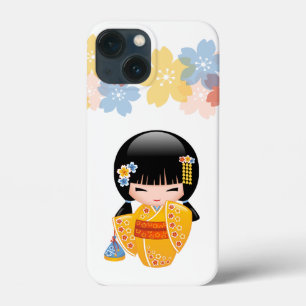 Summer Kokeshi Doll - Yellow Kimono Geisha Girl Case-Mate iPhone Case