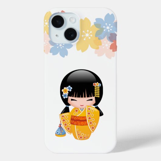 Summer Kokeshi Doll - Yellow Kimono Geisha Girl Case-Mate iPhone Case (Achterkant)