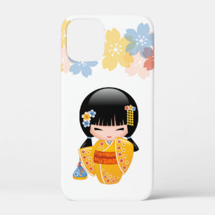Summer Kokeshi Doll - Yellow Kimono Geisha Girl Case-Mate iPhone Case