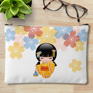 Summer Kokeshi Doll - Yellow Kimono Geisha Girl Etui